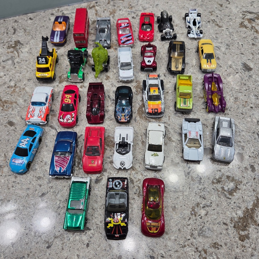 Vintage Hot Wheels Matchbox Diecast Car Lot 31pc Ferrari Porsche NASCAR Truck